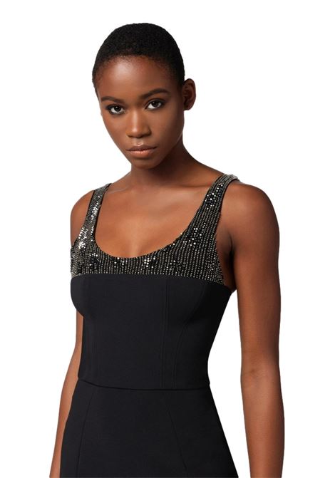 Crepe mini dress with embroidered bodice ELISABETTA FRANCHI | dress | AB60242E2110